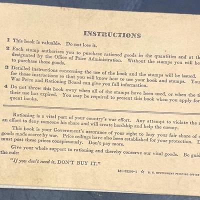 WWII War Ration Book w/ Stamp