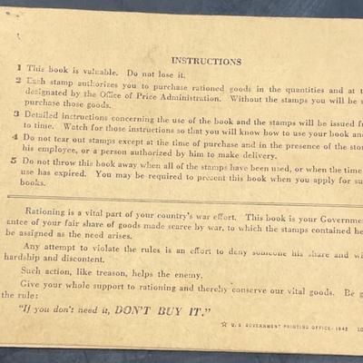 WWII War Ration Book w/ Stamp