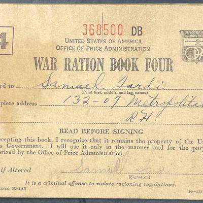 WWII War Ration Book w/ Stamp