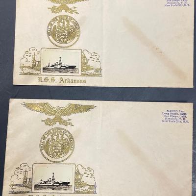 WWII USS Arkansas Navy Post Marked w/ Seal of the State of Arkansas