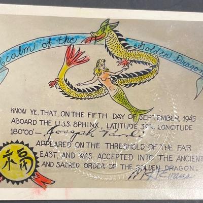 WWII Era "Realm of the Golden Dragon" Certificate Signed and Sealed