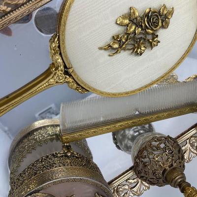 Vintage Vanity Set Gilt Coated