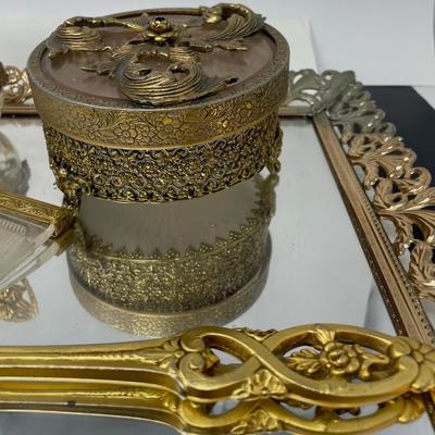 Vintage Vanity Set Gilt Coated