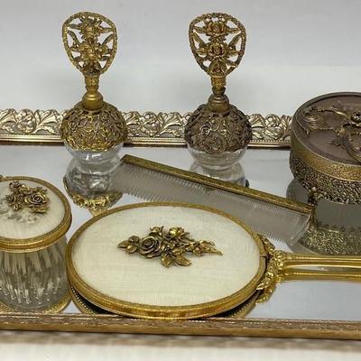 Vintage Vanity Set Gilt Coated