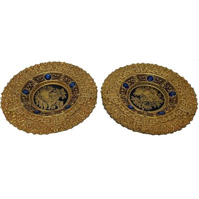 Pair Limoges French Brass w/ Plaques