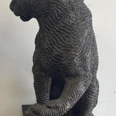 Bronze Sitting Panther Sculpture w/ a Textured Finish