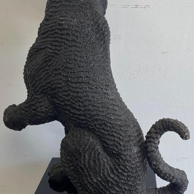 Bronze Sitting Panther Sculpture w/ a Textured Finish