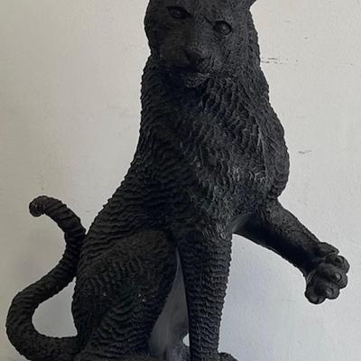 Bronze Sitting Panther Sculpture w/ a Textured Finish