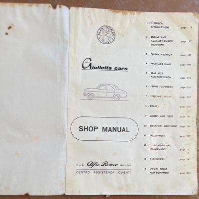 1958 Alfa Romeo Shop Manual - Giulietta Cars English