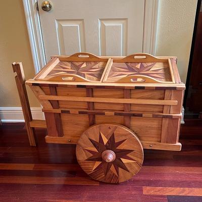 Inlaid Wooden Costa Rica Bar Cart