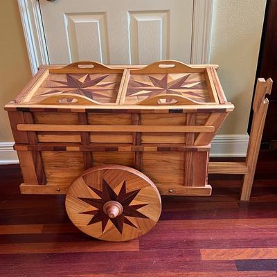 Inlaid Wooden Costa Rica Bar Cart