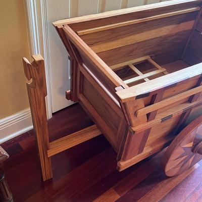 Inlaid Wooden Costa Rica Bar Cart