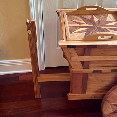 Inlaid Wooden Costa Rica Bar Cart