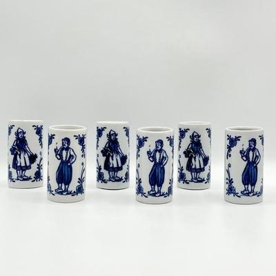 ANHEUSER BUSCH ~ Holand ~ Vtg. Ceramic Cobalt Decanter & Six (6) Cups Set