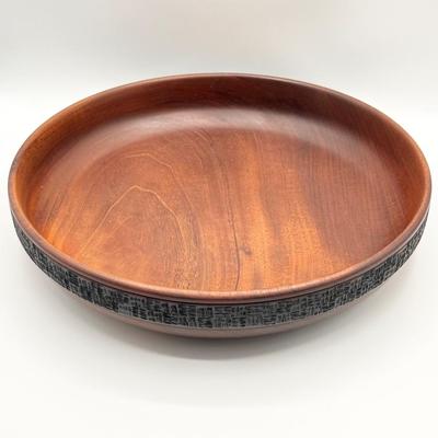 Large Solid Mahogany Bowl ~ Decorative Trim