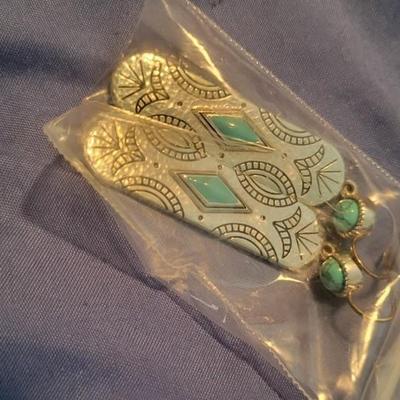 Faux Silver & Turquoise Earrings