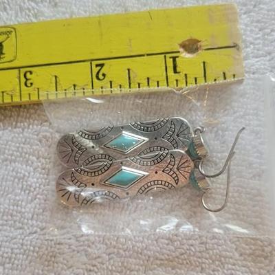 Faux Silver & Turquoise Earrings