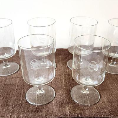 Lot #82 Lot of 6 Footed Goblets - Barware - Etched initial "S"