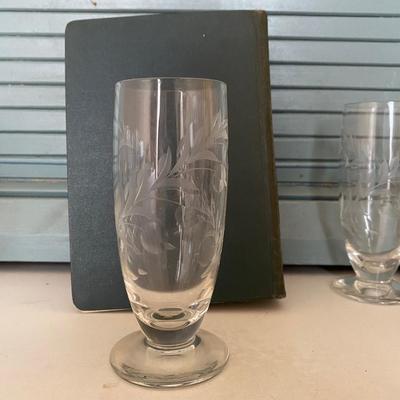 Set of 6 Vintage Gorham cut crystal etched juice glasses