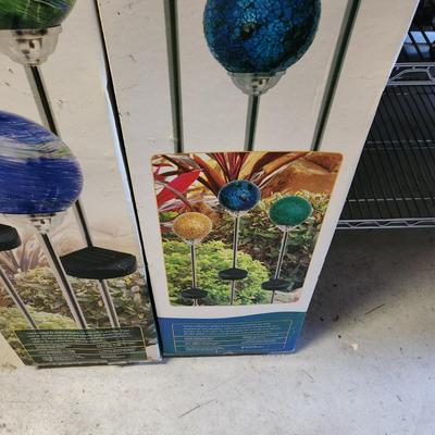 2 Boxes 3 Pieces Art Glass & Mosaic Garden Light Sets