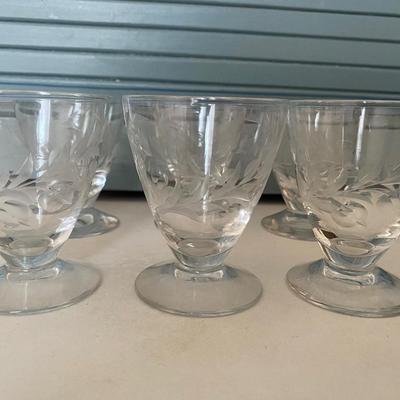 Set of 6 Gorham cut crystal etched Cordial glasses