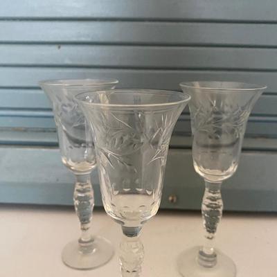Set of 3 Vintage Gorham cut crystal liqueur glasses