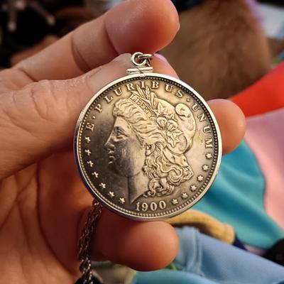 Morgan silver Dollar on necklace