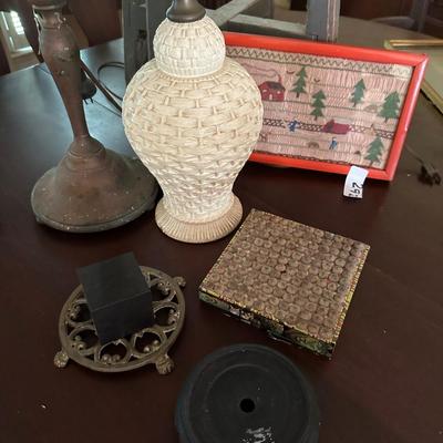 PRIMITIVE STOOL COLLECTIBLE HOUSEHOLD LOT