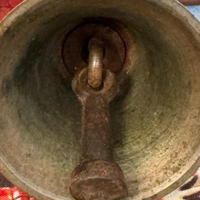 Antique brass overhead door bell