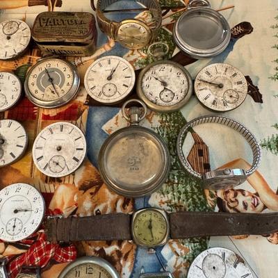 Pocket watch cases, movements, wristwatches - Steampunk Boneyard lot