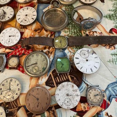 Pocket watch cases, movements, wristwatches - Steampunk Boneyard lot