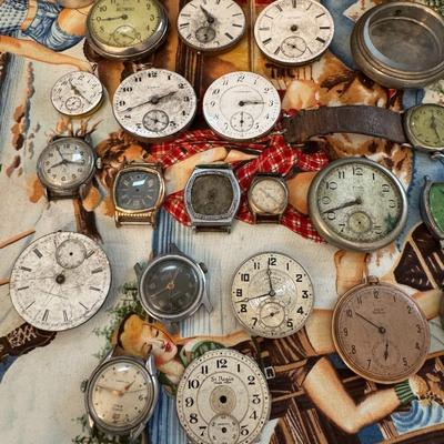 Pocket watch cases, movements, wristwatches - Steampunk Boneyard lot