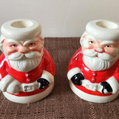 Lot #90 Vintage Pair of Santa Candlesticks - Japan