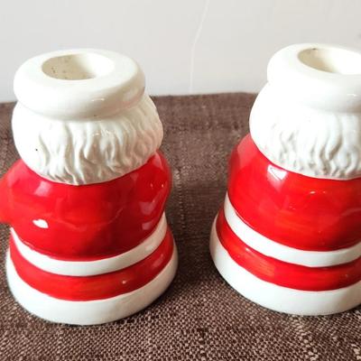 Lot #90 Vintage Pair of Santa Candlesticks - Japan