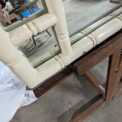 Vintage Faux Bamboo White Lacquered Mirror