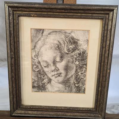 Vintage Print Andrea Del Verrocchio "Head Of Angel"