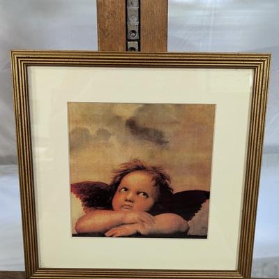 Vintage Framed Print Angel Detail From The Sistine Madonna Painting By Raphael