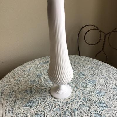 Milk Glass Hobnail Stretch Glass Large Vase