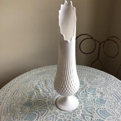 Milk Glass Hobnail Stretch Glass Large Vase
