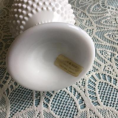 Milk Glass Hobnail Stretch Glass Large Vase