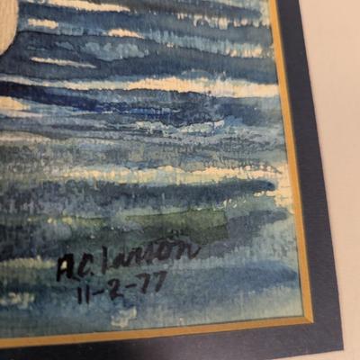 Framed Painting Sailboat Signed By Artist AC Larson