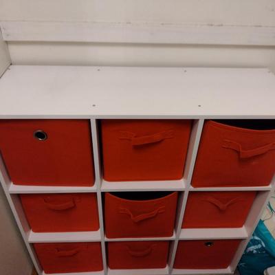 Cubicle Shelf with Collapsible Fabric Storage Bins