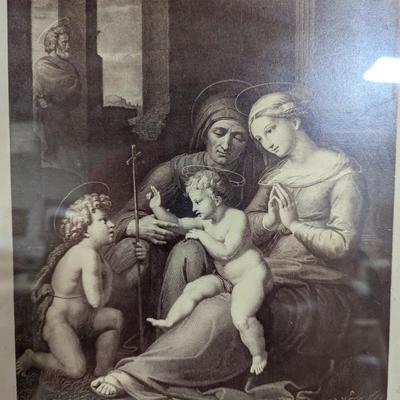 Vintage Framed Image Of Madonna & Child Print