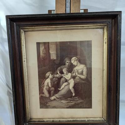Vintage Framed Image Of Madonna & Child Print