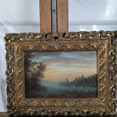 Ornate Framed Landscape Painting Signed By The Artist