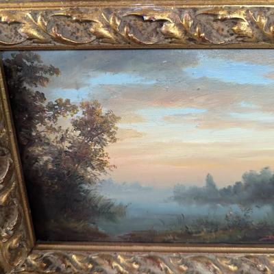 Ornate Framed Landscape Painting Signed By The Artist