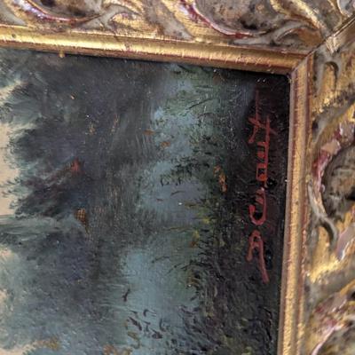 Ornate Framed Landscape Painting Signed By The Artist