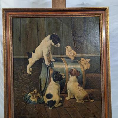 Framed Black & Gold Leaf Oil On Canvas "First Meeting"