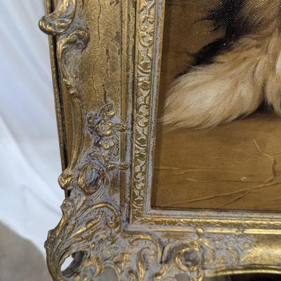 Framed Gold Leaf Oil On Canvas "Motherless Lamb"