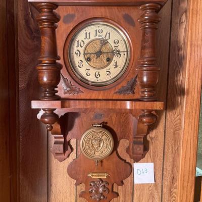 D63- Antique Wall Clock with Key